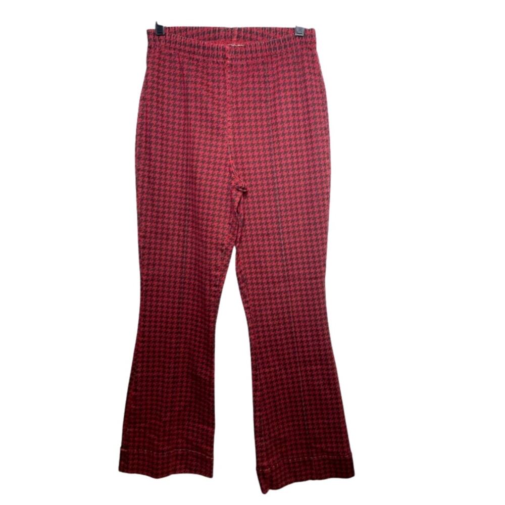 VTG Forenza Red High Waist Flare Pants Stretch Houndstooth Countryside Prep‎ M